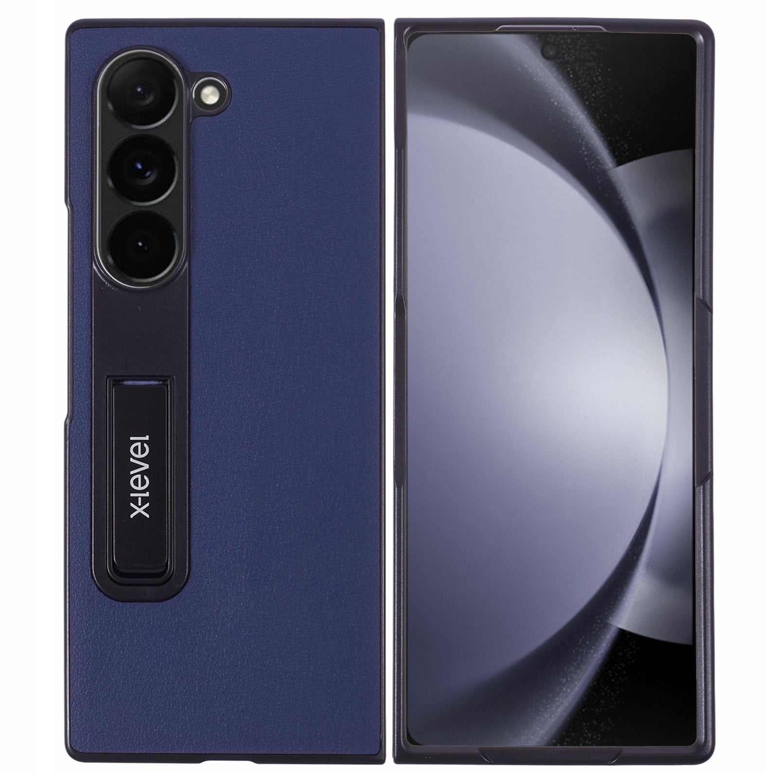 X-LEVEL For Samsung Galaxy Z Fold6 5G Magnetic Kickstand Phone Case PU Leather+PC Phone Cover - Dark Blue X-LEVEL For Samsung Galaxy Z Fold6 5G Magnetic Kickstand Phone Case PU Leather+PC Phone Cover - Dark Blue